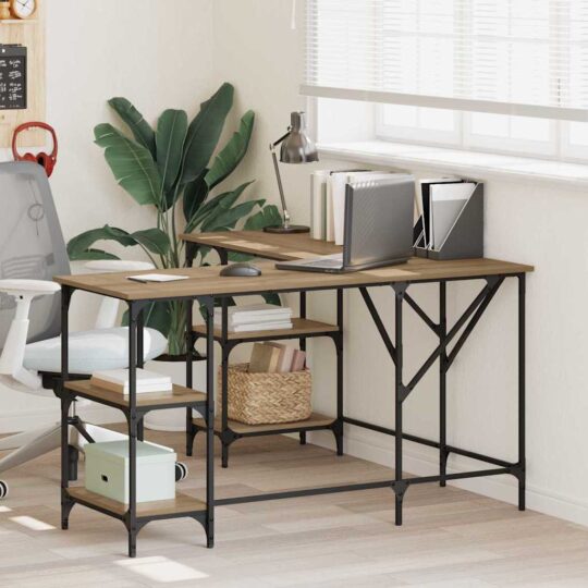 Birou Stejar Artizanal 139 x 139 x 75 cm Lemn compozit