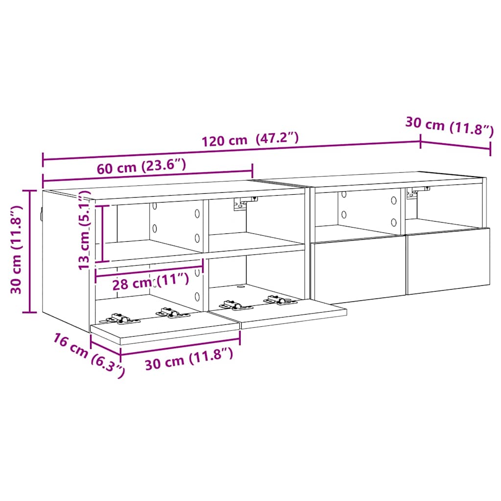 882927 13 Dulapuri pentru TV Pe perete 2 pcs Stejar Negru 60 x 30 x 30 cm Dulapuri pentru TV Pe perete 2 pcs Stejar Negru 60 x 30 x 30 cm - imagine 13