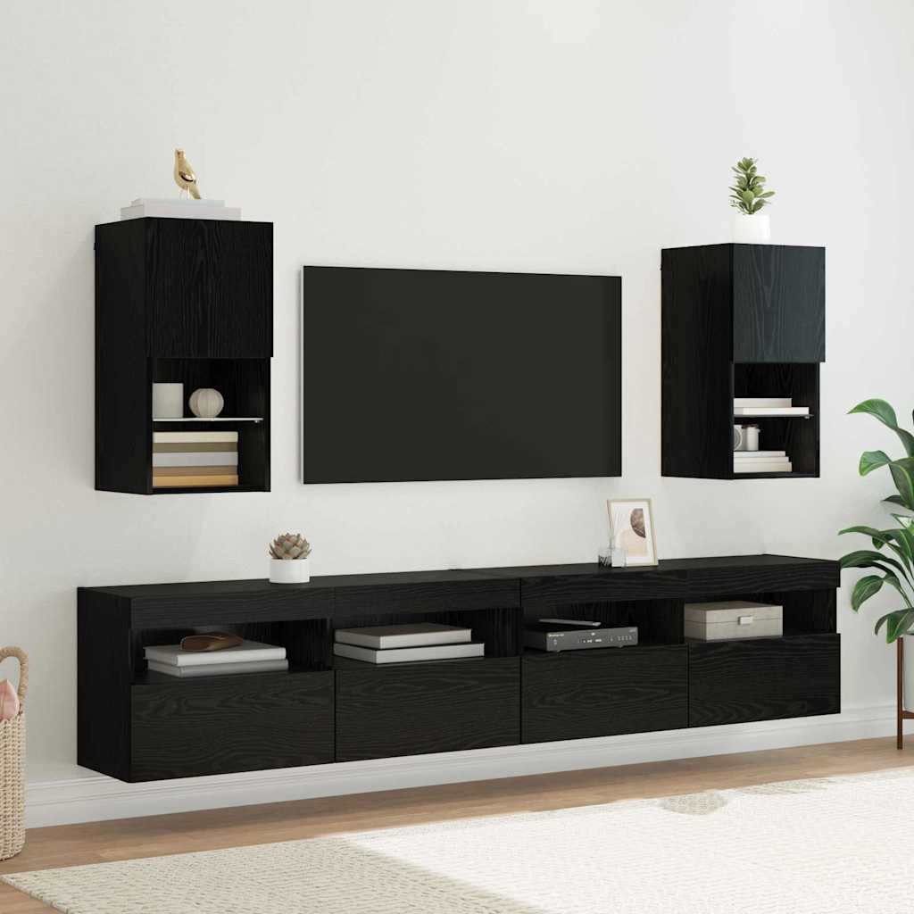 882946 6 Sistem de TV montat pe perete Stejar Negru 30,5 x 30 x 60 cm Sistem de TV montat pe perete Stejar Negru 30,5 x 30 x 60 cm - imagine 6