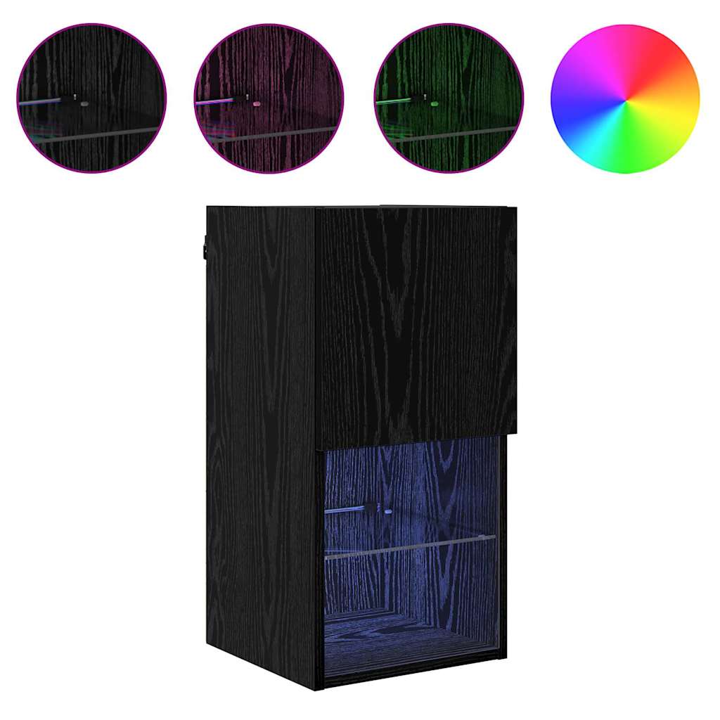 882947 4 Șifonieri pentru TV montate pe perete 2 pcs Stejar Negru Șifonieri pentru TV montate pe perete 2 pcs Stejar Negru - imagine 4