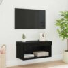 882964 1 Cabinet TV Pe perete Stejar Negru 60 x 30 x 30 cm Lemn compozit 882964 1