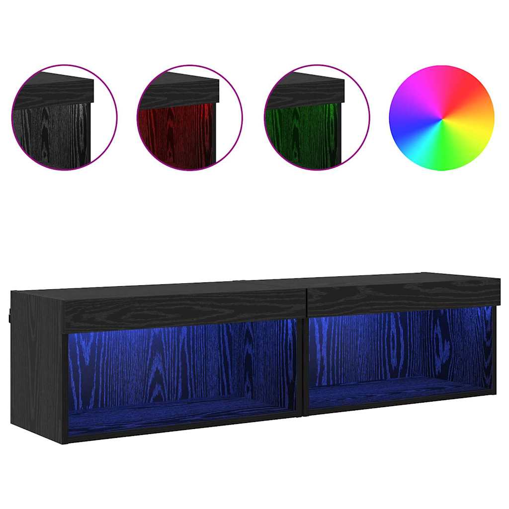 882965 4 Dulapuri TV 2 pcs Stejar Negru 60 x 30 x 30 cm Lemn compozit Dulapuri TV 2 pcs Stejar Negru 60 x 30 x 30 cm Lemn compozit - imagine 4