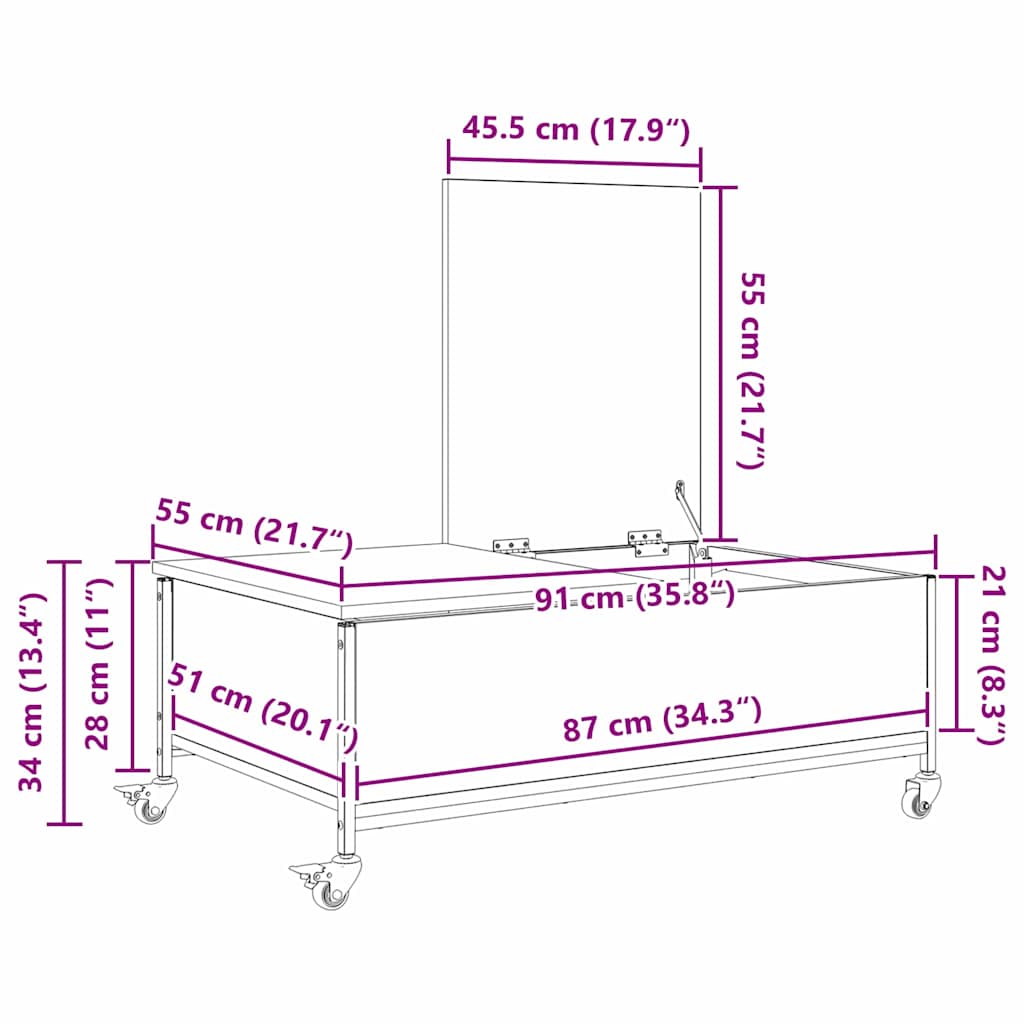 Masă de cafea Stejar Artizanal 91 x 55 x 32 cm Lemn compozit - imagine 13