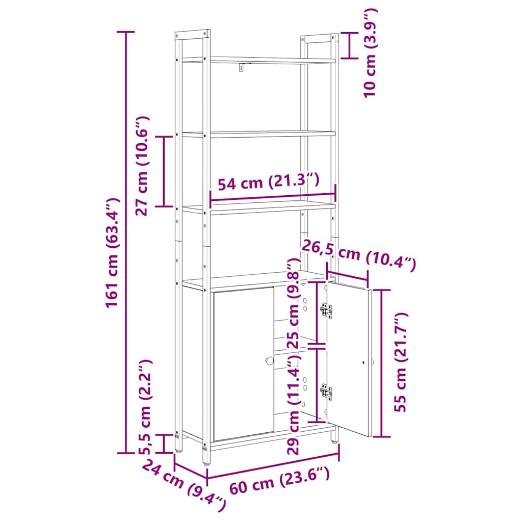 Dulap pentru cărți Stejar Sonoma 60 x 24 x 161 cm Lemn compozit - imagine 13
