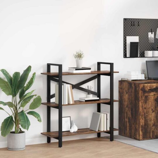 Raft pentru cărți Stejar fumuriu 100 x 33,5 x 102 cm