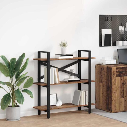 Raft pentru cărți Lemn Vechi 100 x 33,5 x 102 cm Lemn compozit