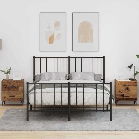 Dulap de noapte cu sertar 2 pcs Lemn vechi 40 x 35 x 47.5 cm