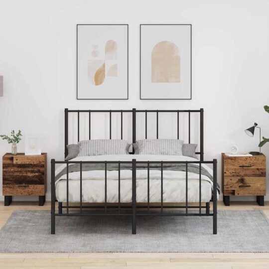 Dulap de noapte cu sertar 2 pcs Lemn vechi 40 x 35 x 47.5 cm