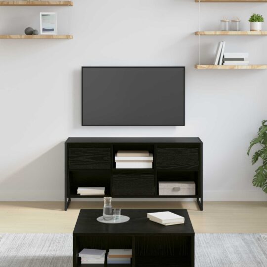 886504 1 Home Cabinet TV Stejar Negru 100 x 36 x 49,5 cm Lemn compozit