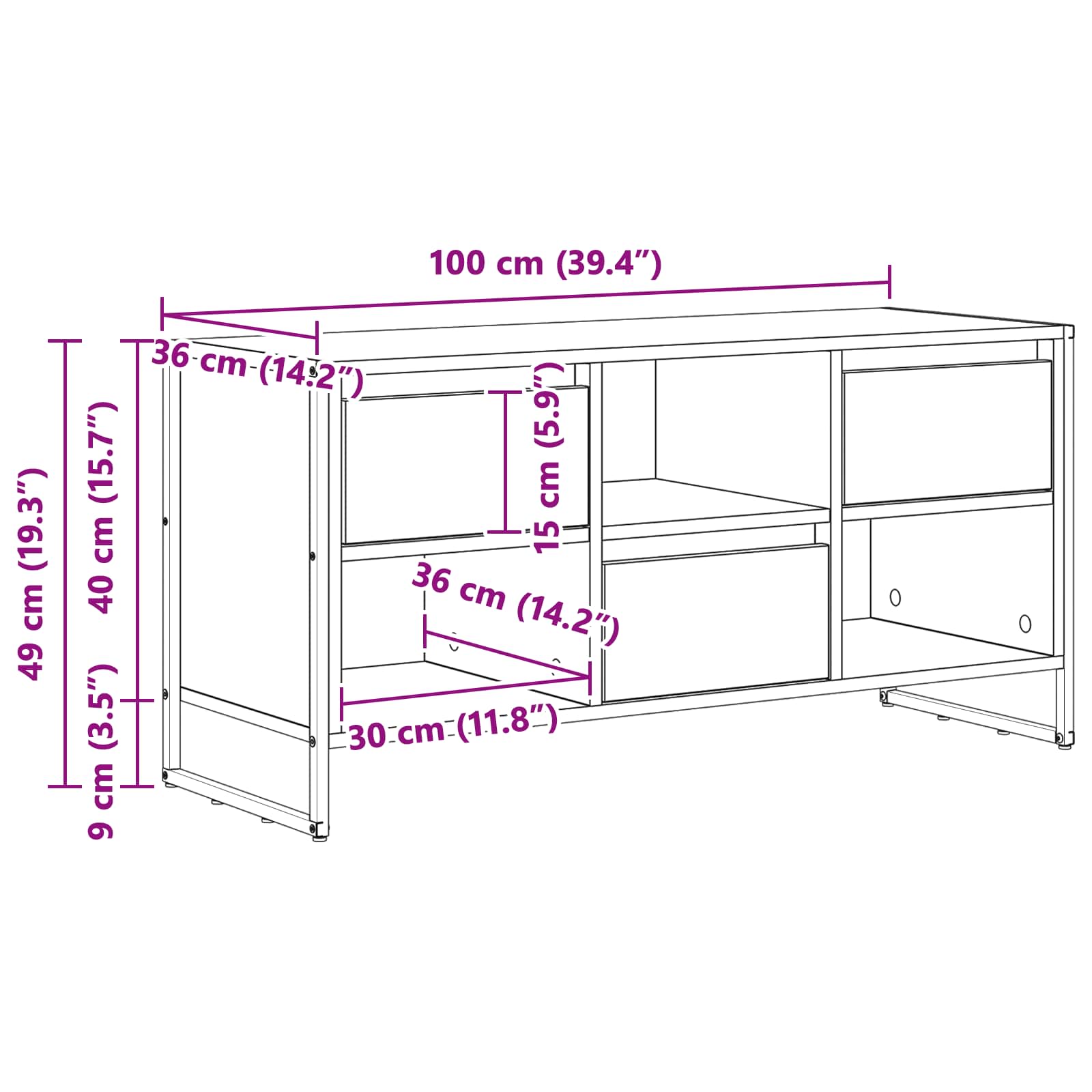 886504 12 Cabinet TV Stejar Negru 100 x 36 x 49,5 cm Lemn compozit Cabinet TV Stejar Negru 100 x 36 x 49,5 cm Lemn compozit - imagine 12