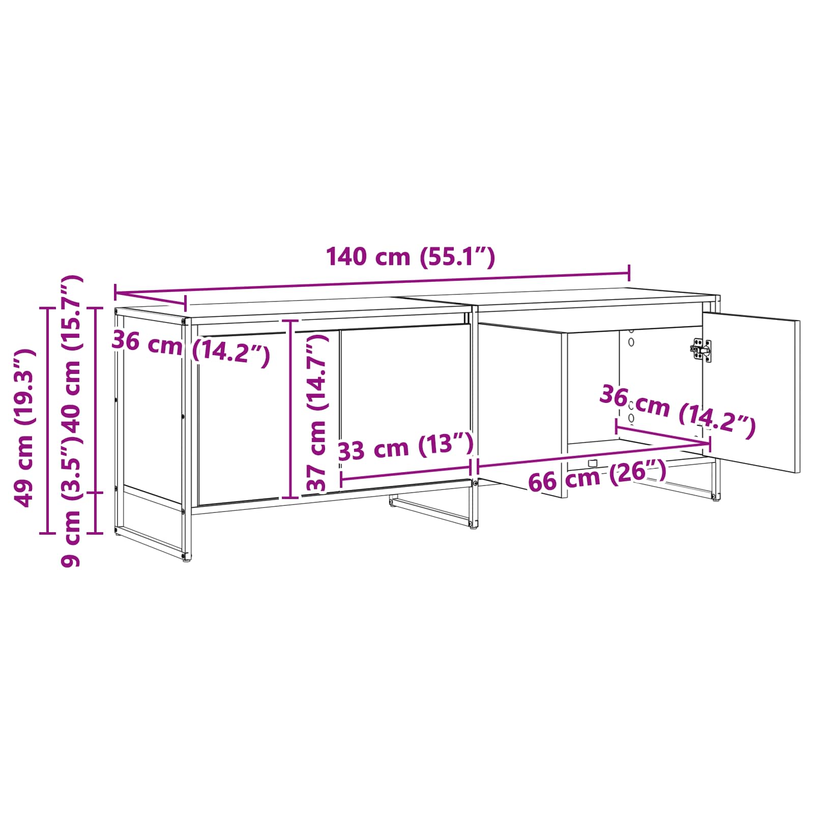 886512 12 Cabinet TV Stejar fumuriu 140 x 36 x 49.5 cm Lemn compozit Cabinet TV Stejar fumuriu 140 x 36 x 49.5 cm Lemn compozit - imagine 12