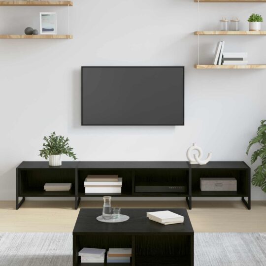 886516 1 Home Cabinet TV Stejar Negru 170.5 x 36 x 30.5 cm Lemn compozit