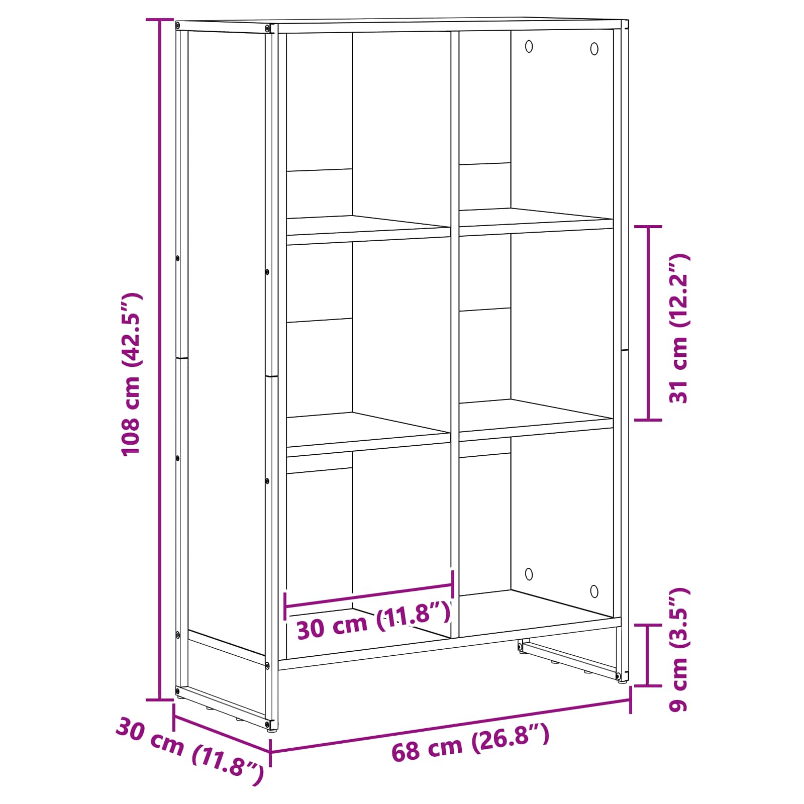 Dulap pentru cărți Sonoma 99.5 x 30 x 108.5 cm Lemn compozit - imagine 11