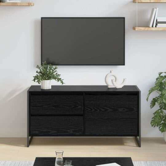 886618 1 Home Cabinet TV Stejar Negru 100 x 36 x 49.5 cm Lemn compozit
