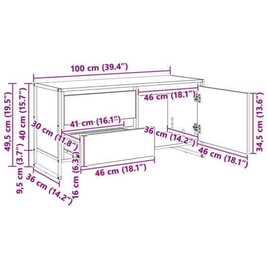 886622 12 Cabinet TV Lemn Vechi 100 x 36 x 49.5 cm Lemn compozit 886622 12