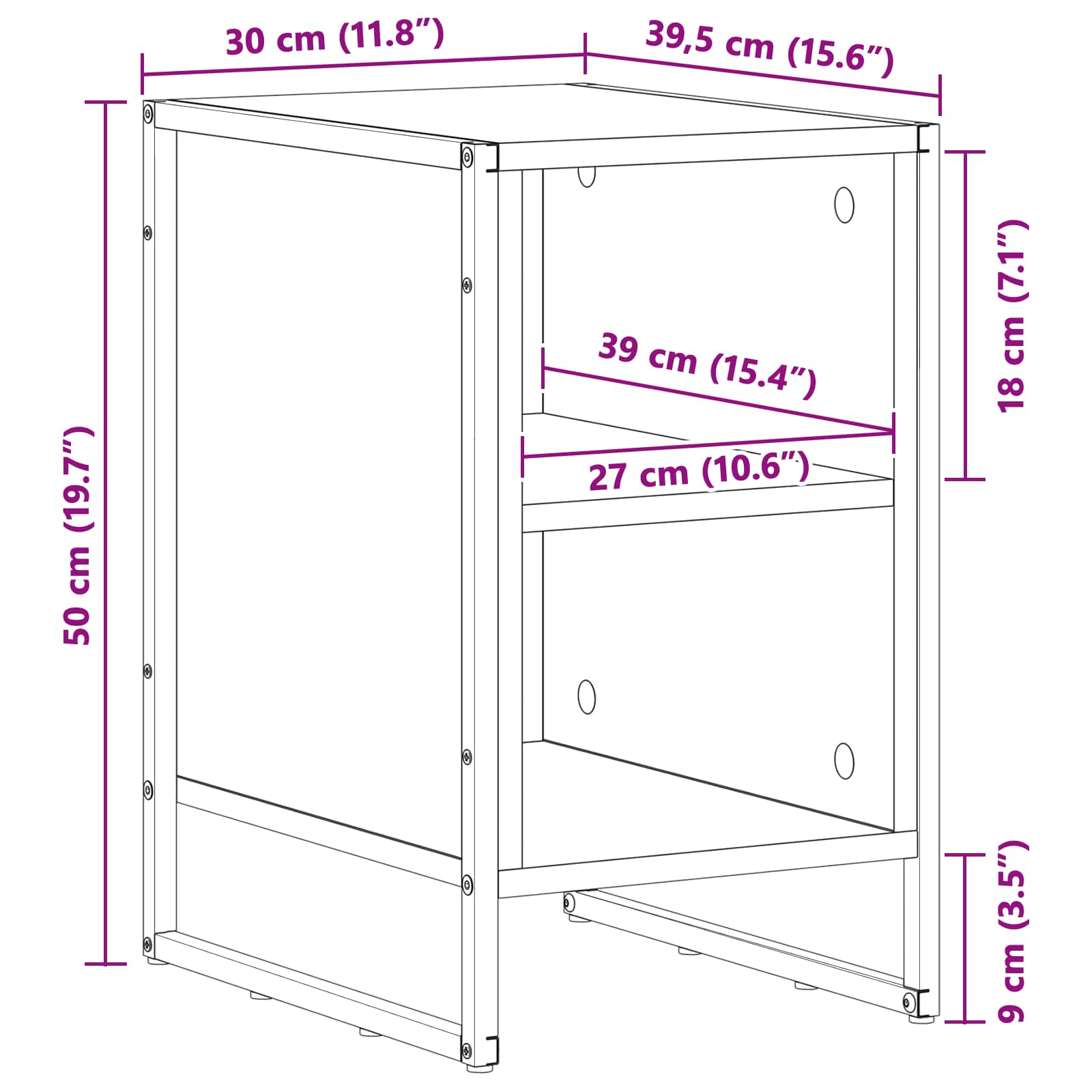 Noptieră Gri Sonoma 39.5 x 30 x 50 cm Lemn compozit - imagine 11