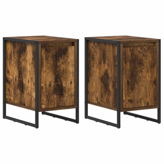 Alternative view of Noptieră 2 pcs Stejar fumuriu 39,5 x 30 x 50 cm Lemn compozit