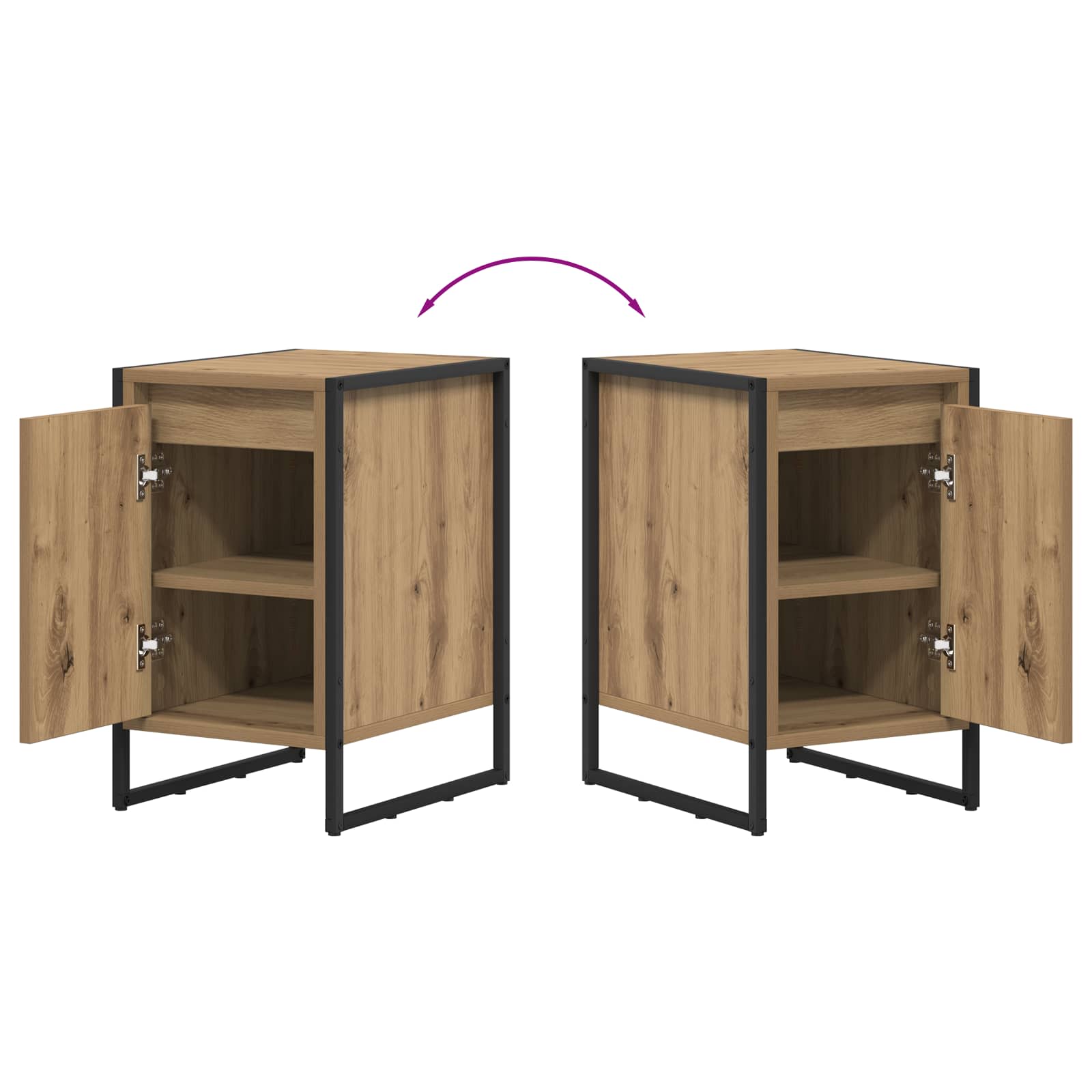 Noptieră 2 pcs Stejar artizanal 39,5 x 30 x 50 cm Lemn compozit - imagine 12