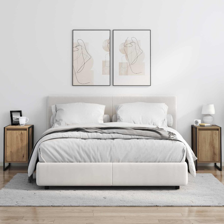 Noptieră 2 pcs Stejar artizanal 39,5 x 30 x 50 cm Lemn compozit - imagine 4