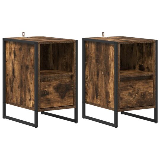 Alternative view of Noptieră 2 pcs Stejar fumuriu 39,5 x 30 x 50 cm Lemn compozit