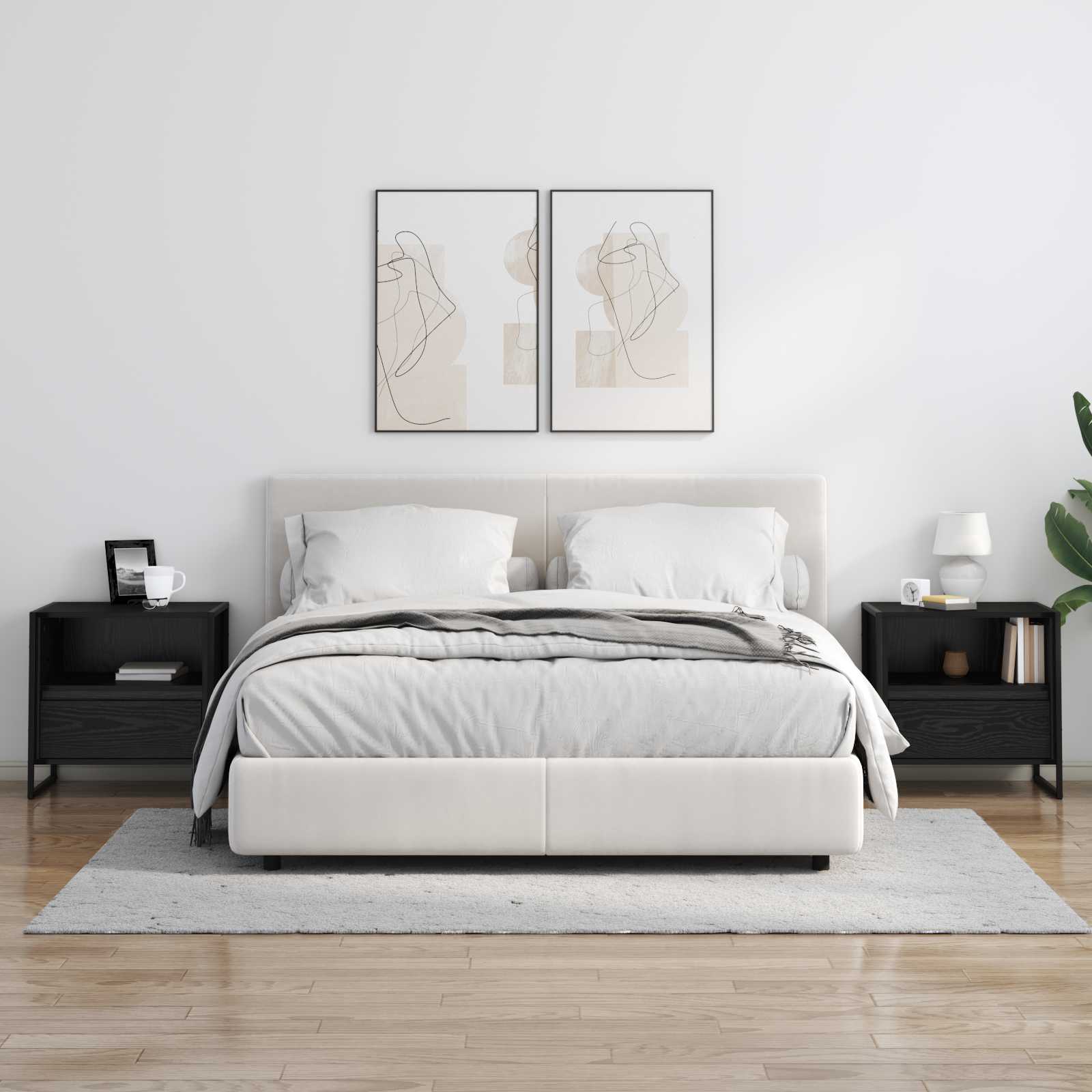 Noptieră 2 pcs Stejar Negru 50 x 39,5 x 50 cm Lemn compozit - imagine 4