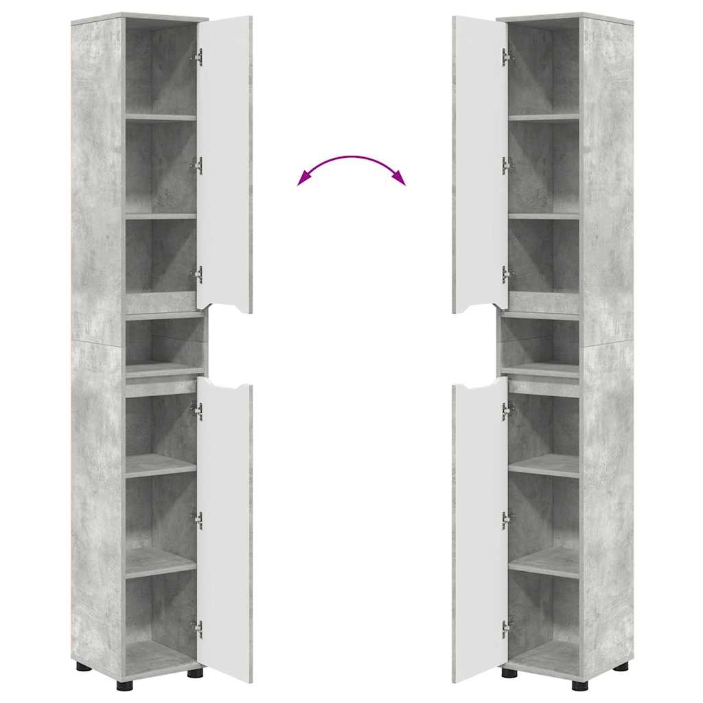 Dulap de Baie Gri din beton 30,5 x 30 x 195 cm Lemn compozit - imagine 11