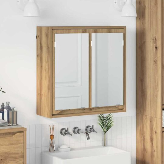 Dulap cu oglindă pentru baie Stejar Artizanal 60 x 20 x 60 cm