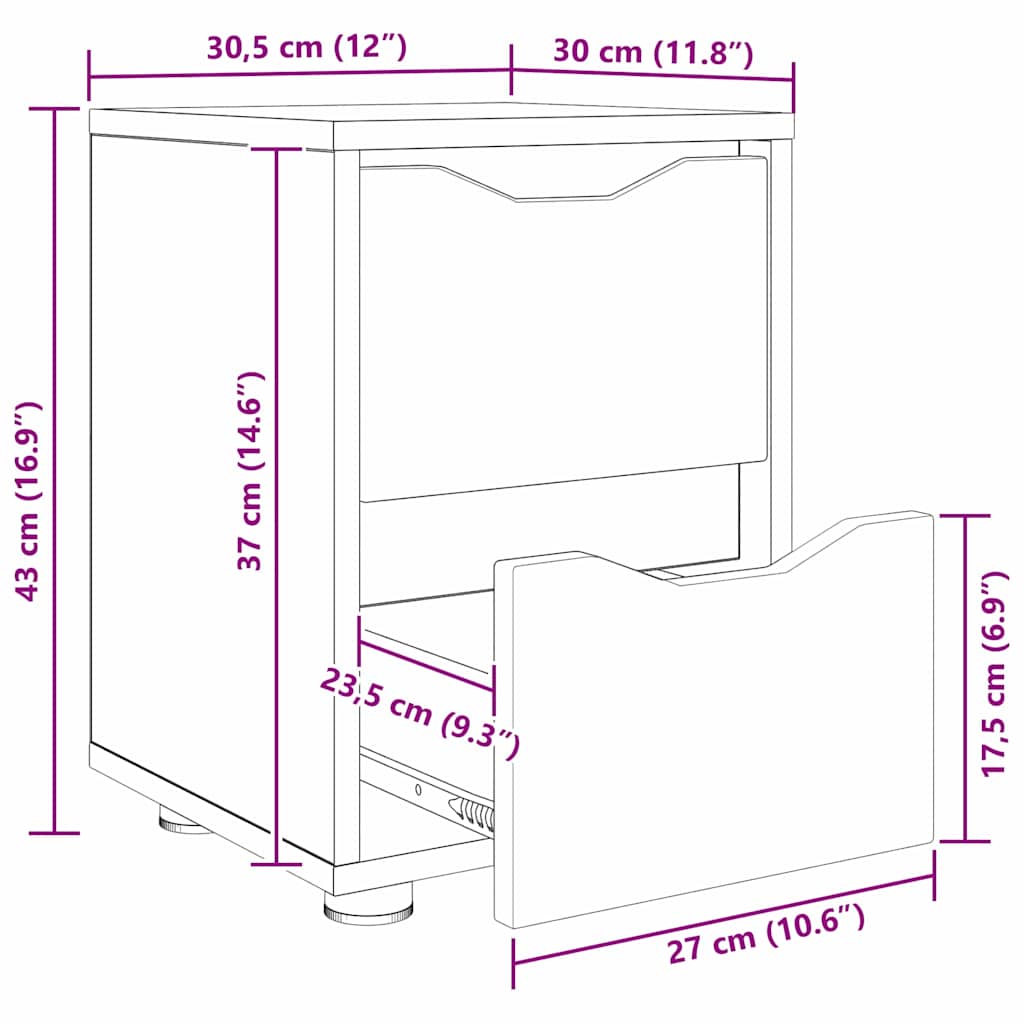 Mese de noptieră 2 pcs Stejar Sonoma 30,5 x 30 x 43 cm - imagine 13