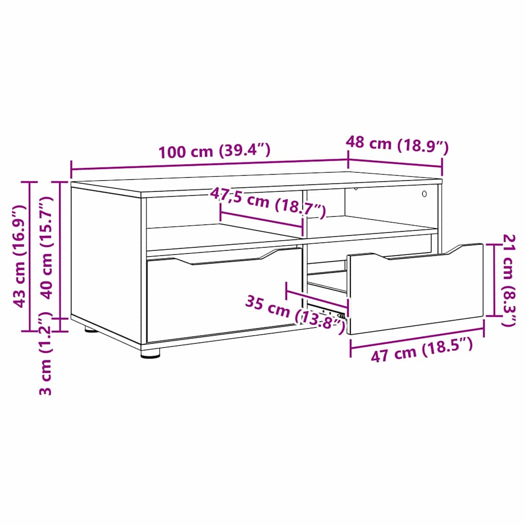 888935 13 Cabinet TV cu sertar Lemn Vechi 100 x 48 x 43 cm Lemn compozit Cabinet TV cu sertar Lemn Vechi 100 x 48 x 43 cm Lemn compozit - imagine 13