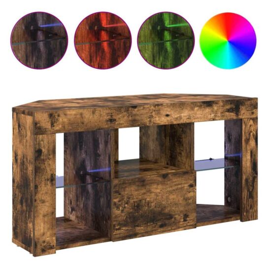 889800 4 Șifonier LED pentru TV colțar Stejar fumuriu 105 x 40 x 50 cm 889800 4