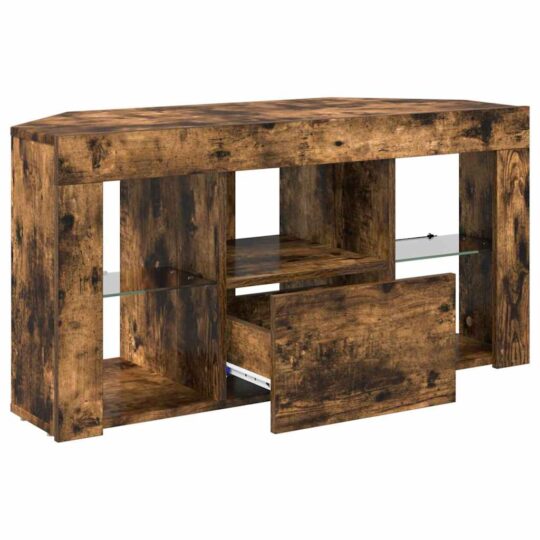 889800 7 Șifonier LED pentru TV colțar Stejar fumuriu 105 x 40 x 50 cm 889800 7