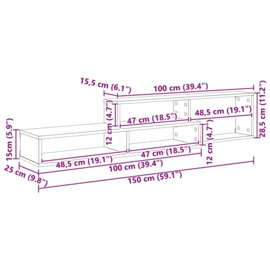 889886 11 SuportTVdeperete 150x25x28,5cm Lemn compozit 889886 11