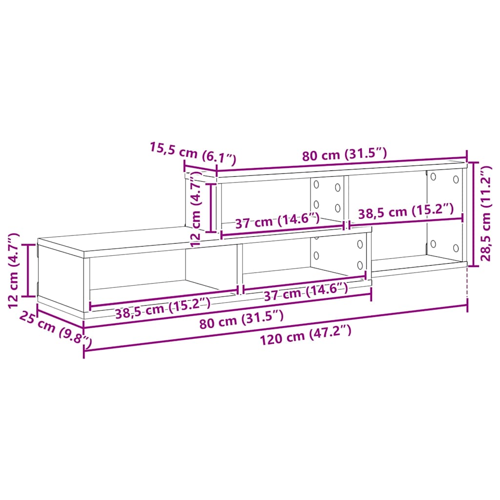 889898 11 SuportTVdeperete 120x25x28,5cm Lemn compozit SuportTVdeperete 120x25x28,5cm Lemn compozit - imagine 11