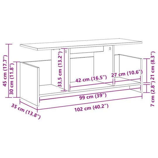 890995 11 Support TV Gri din beton 102 x 35 x 45 cm Lemn compozit 890995 11