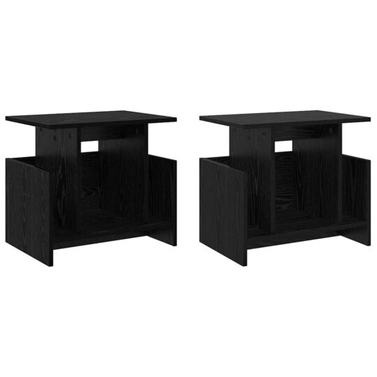 Alternative view of Support TV 2 pcs Stejar Negru 50 x 35 x 45 cm Lemn compozit