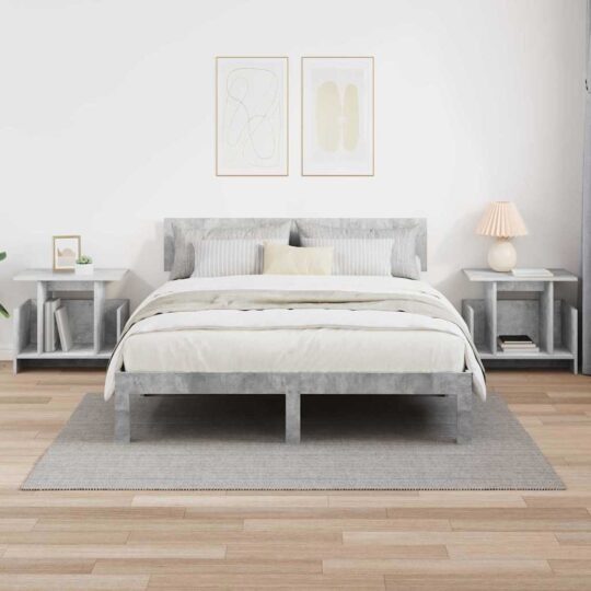 891007 4 Support TV 2 pcs Gri din beton 50 x 35 x 45 cm Lemn compozit 891007 4