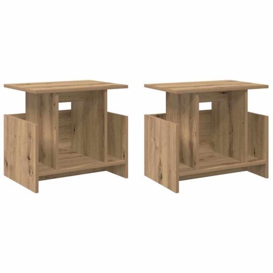 Alternative view of Support TV 2 pcs Stejar Artizanal 50 x 35 x 45 cm Lemn compozit