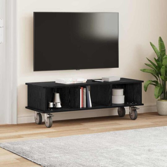 891033 4 Support TV Stejar Negru 100 x 35 x 35 cm Lemn compozit 891033 4