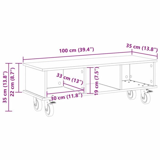 891036 11 Support TV Stejar fumuriu 100 x 35 x 35 cm Lemn compozit 891036 11