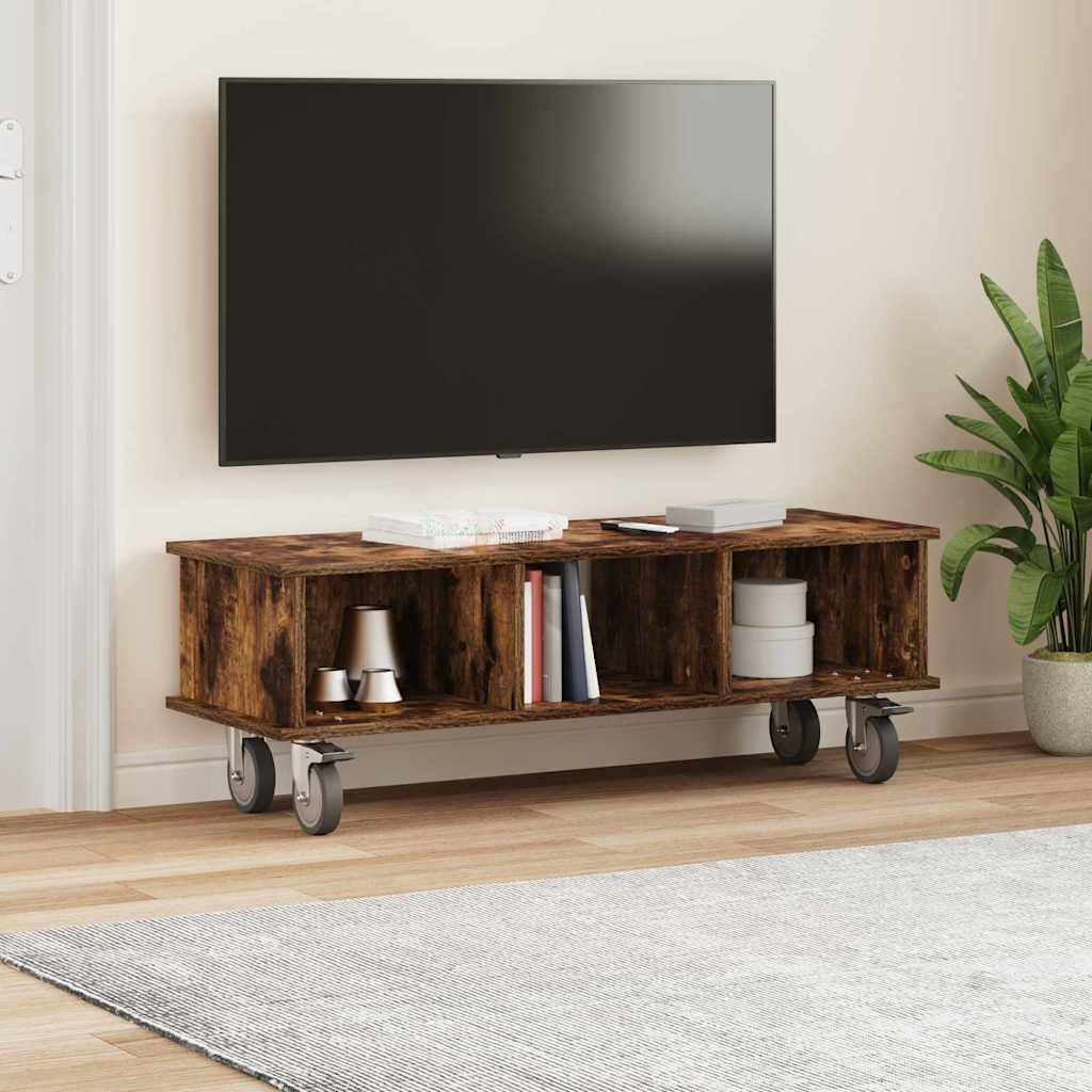 891036 4 Support TV Stejar fumuriu 100 x 35 x 35 cm Lemn compozit Support TV Stejar fumuriu 100 x 35 x 35 cm Lemn compozit - imagine 4