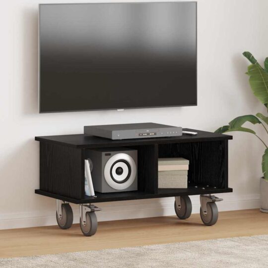 891041 1 Home Support TV Stejar Negru 68,5 x 35 x 35 cm Lemn compozit