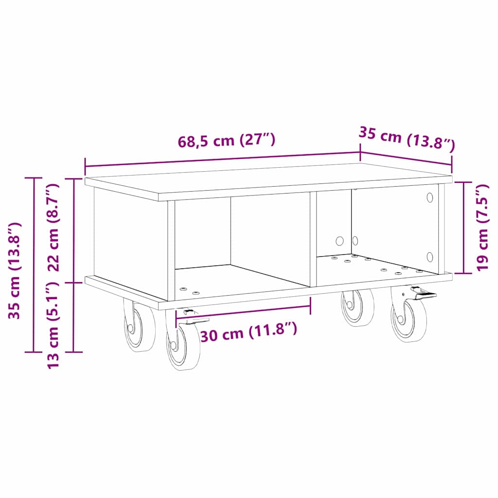 891046 11 Support TV Lemn vechi 68,5 x 35 x 35 cm Lemn compozit Support TV Lemn vechi 68,5 x 35 x 35 cm Lemn compozit - imagine 11