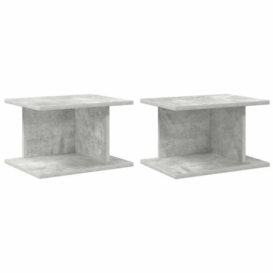 Alternative view of Noptieră 2 pcs Gri din beton 40 x 30 x 25 cm Lemn compozit