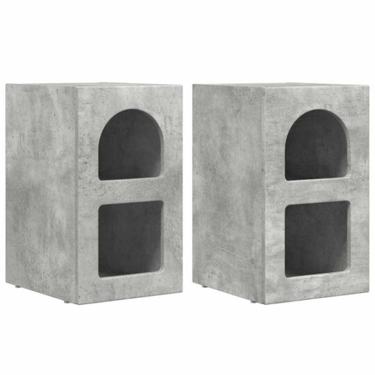 Alternative view of Noptieră 2 pcs Gri din beton 29.5 x 35 x 50 cm Lemn compozit