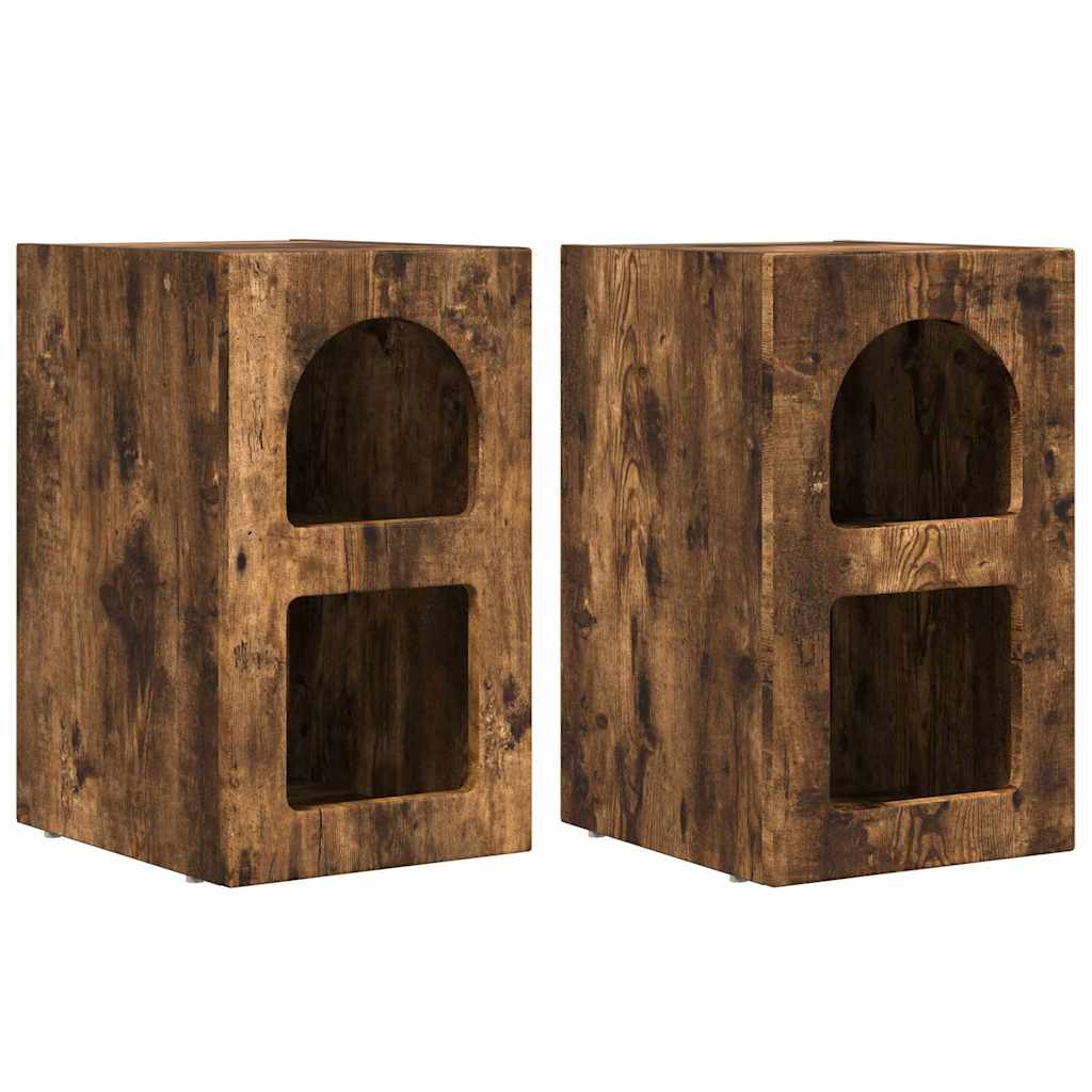 Noptieră 2 pcs Stejar fumuriu 29.5 x 35 x 50 cm Lemn compozit - imagine 2