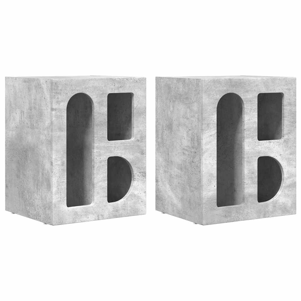 Noptieră 2 pcs Gri din beton 40 x 35 x 50 cm Lemn compozit - imagine 2