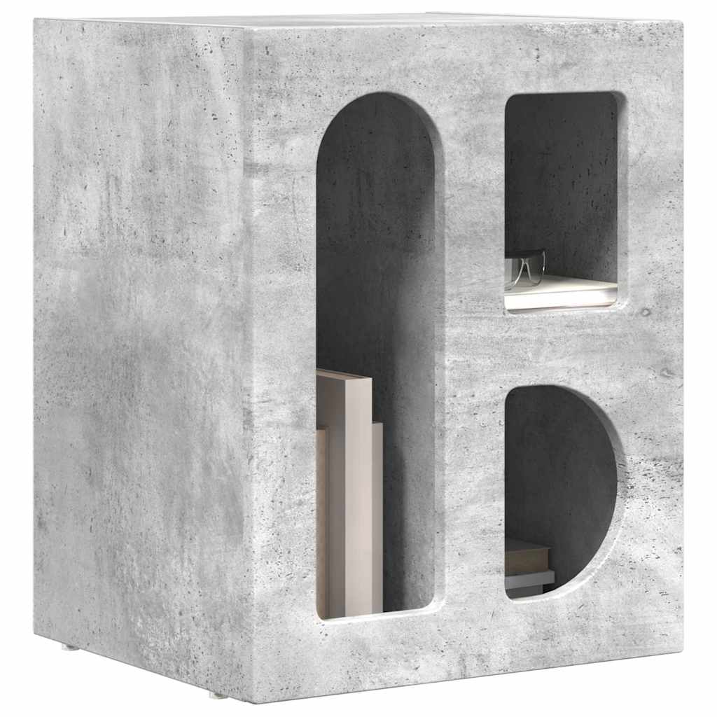 Noptieră 2 pcs Gri din beton 40 x 35 x 50 cm Lemn compozit - imagine 3