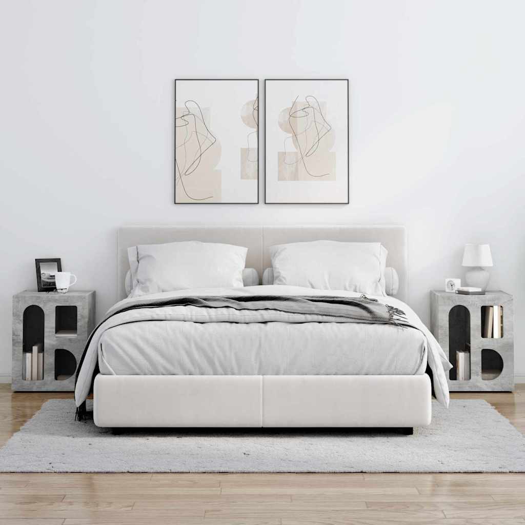 Noptieră 2 pcs Gri din beton 40 x 35 x 50 cm Lemn compozit - imagine 4