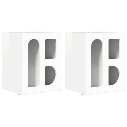 Alternative view of Noptieră 2 pcs Alb lucios 40 x 35 x 50 cm Lemn compozit