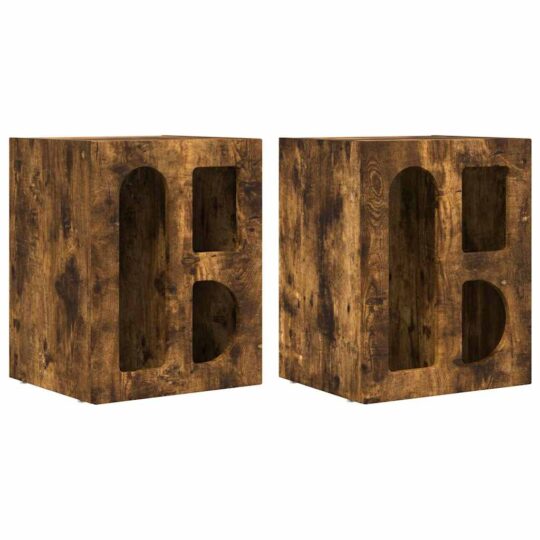 Alternative view of Noptieră 2 pcs Stejar fumuriu 40 x 35 x 50 cm Lemn compozit